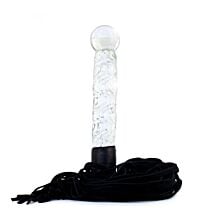 Icicles No 38 Glass Dildo with Leather Cat-O-Nine Tails 6.75 Inches 1