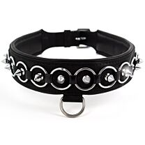 UberKinky Spiked Leather Collar With Rings 1
