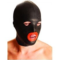 M&K Products Rubber Bondage Hood With Red Lips 1